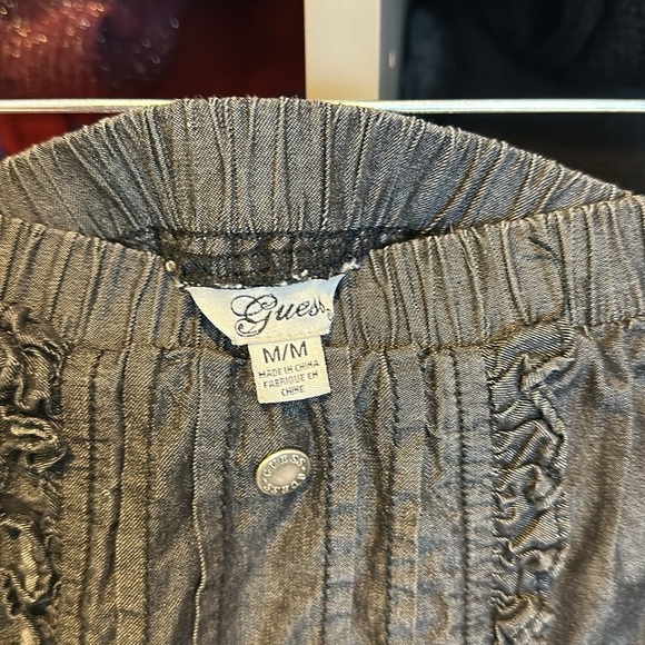 Guess charcoal chambray 4 pocket strapless elastic waistband romper size M - Picture 2 of 4